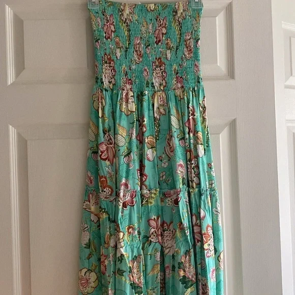 Aqua Blue Floral Maxi Dress - Picture 5 of 10